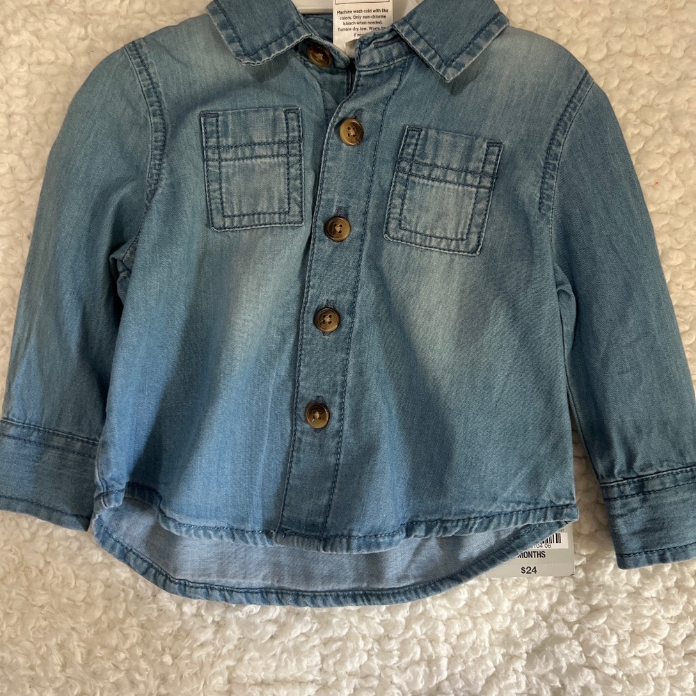 Denim baby button  up
